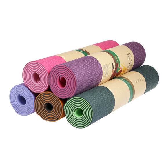 TPE yoga mat Double color 6mm beginners environment friendly tasteless Anti slip fitness yoga mat