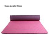 TPE yoga mat Double color 6mm beginners environment friendly tasteless Anti slip fitness yoga mat