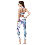 2018 New Sexy Women Sport Suit Print Quick Dry Stretch Tight Bra+Legging 2pcs Sportswear Tracksuit Fitness Running Gym Yoga Set