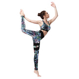 2018 New Sexy Women Sport Suit Print Quick Dry Stretch Tight Bra+Legging 2pcs Sportswear Tracksuit Fitness Running Gym Yoga Set