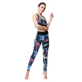 2018 New Sexy Women Sport Suit Print Quick Dry Stretch Tight Bra+Legging 2pcs Sportswear Tracksuit Fitness Running Gym Yoga Set