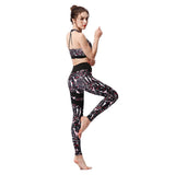 2018 New Sexy Women Sport Suit Print Quick Dry Stretch Tight Bra+Legging 2pcs Sportswear Tracksuit Fitness Running Gym Yoga Set