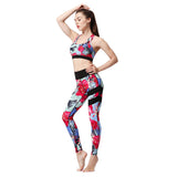 2018 New Sexy Women Sport Suit Print Quick Dry Stretch Tight Bra+Legging 2pcs Sportswear Tracksuit Fitness Running Gym Yoga Set