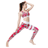 2018 New Sexy Women Sport Suit Print Quick Dry Stretch Tight Bra+Legging 2pcs Sportswear Tracksuit Fitness Running Gym Yoga Set