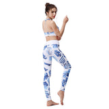 2018 New Sexy Women Sport Suit Print Quick Dry Stretch Tight Bra+Legging 2pcs Sportswear Tracksuit Fitness Running Gym Yoga Set