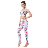 2018 New Sexy Women Sport Suit Print Quick Dry Stretch Tight Bra+Legging 2pcs Sportswear Tracksuit Fitness Running Gym Yoga Set